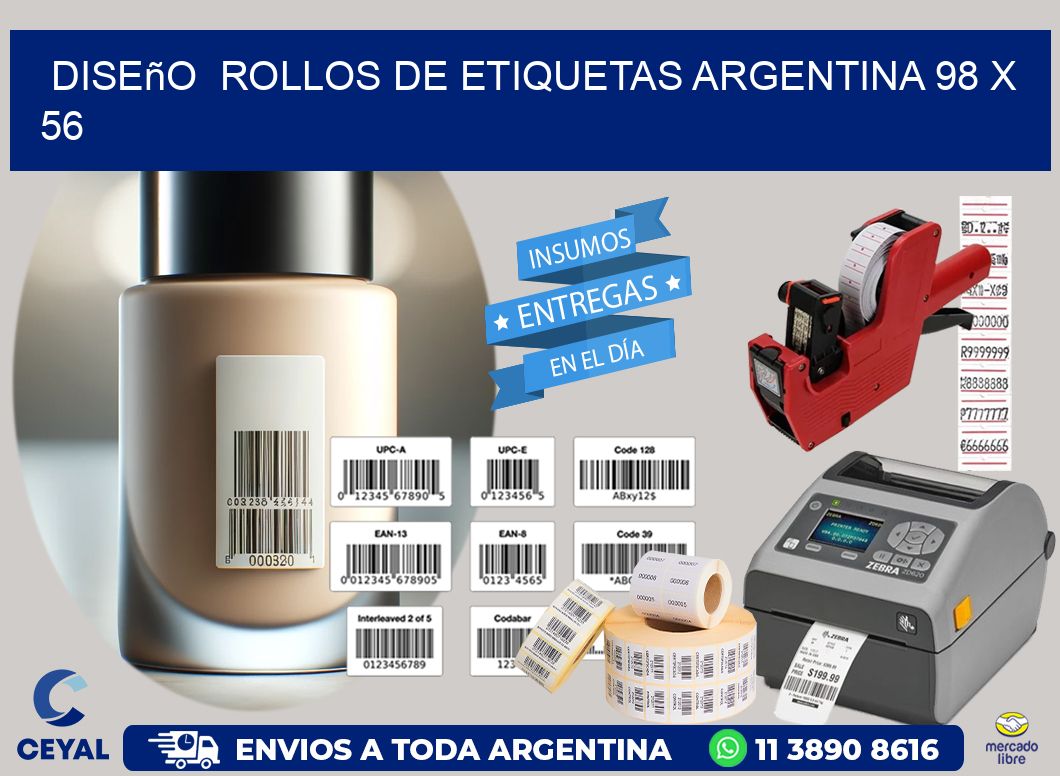 Diseño  ROLLOS DE ETIQUETAS ARGENTINA 98 x 56