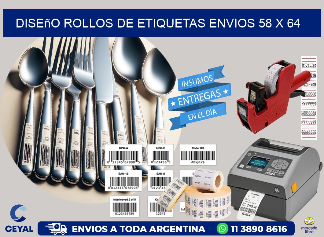 Diseño ROLLOS DE ETIQUETAS ENVIOS 58 x 64