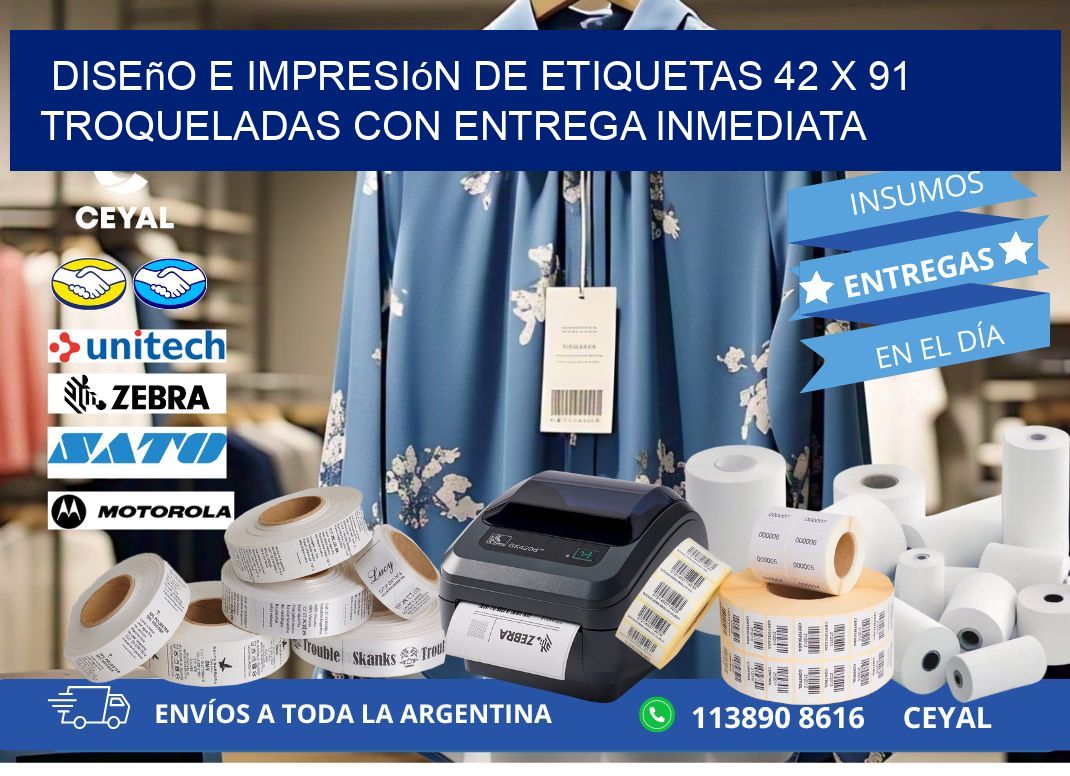 Diseño e impresión de etiquetas 42 x 91 troqueladas con entrega inmediata