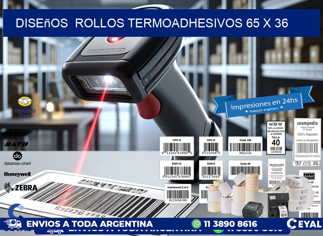 Diseños  ROLLOS TERMOADHESIVOS 65 x 36