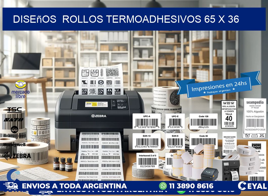 Diseños  ROLLOS TERMOADHESIVOS 65 x 36
