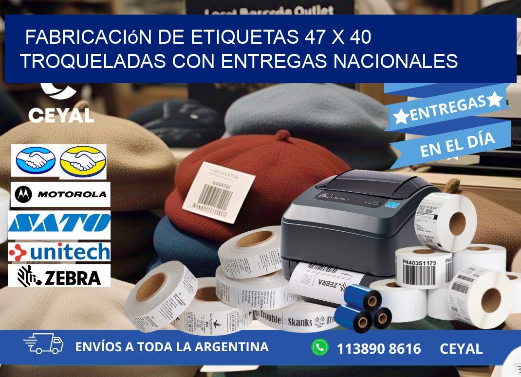 Fabricación de etiquetas 47 x 40 troqueladas con entregas nacionales