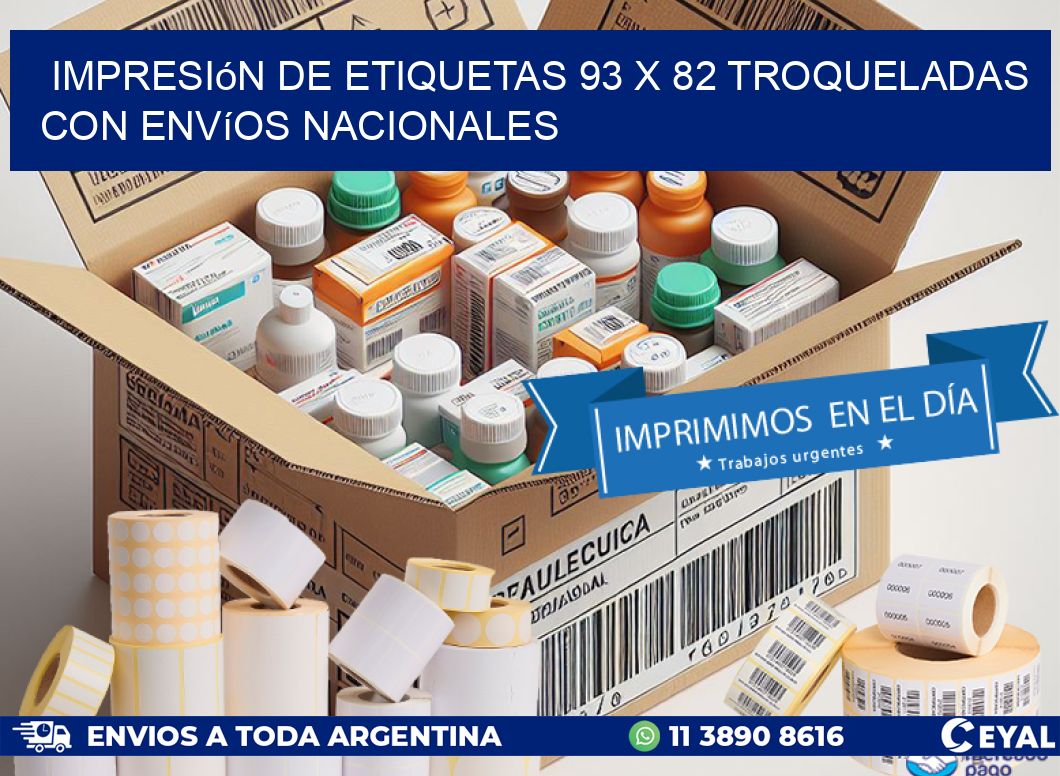 Impresión de etiquetas 93 x 82 troqueladas con envíos nacionales