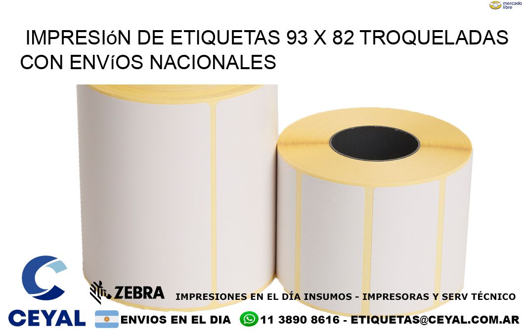 Impresión de etiquetas 93 x 82 troqueladas con envíos nacionales