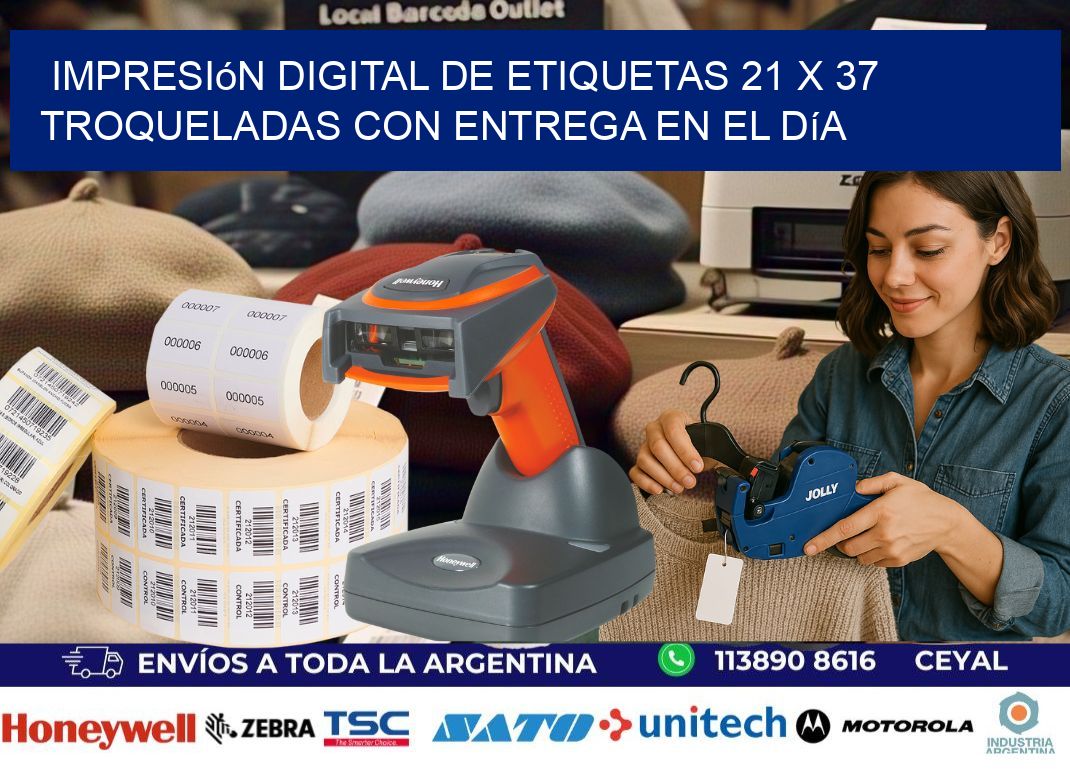 Impresión digital de etiquetas 21 x 37 troqueladas con entrega en el día