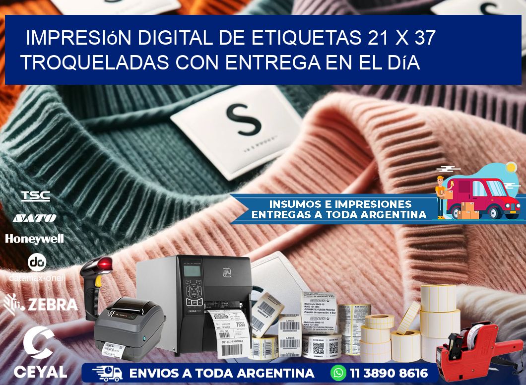 Impresión digital de etiquetas 21 x 37 troqueladas con entrega en el día