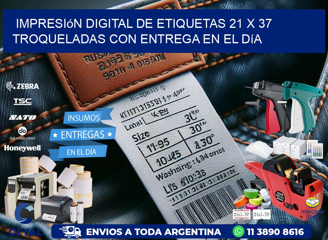 Impresión digital de etiquetas 21 x 37 troqueladas con entrega en el día