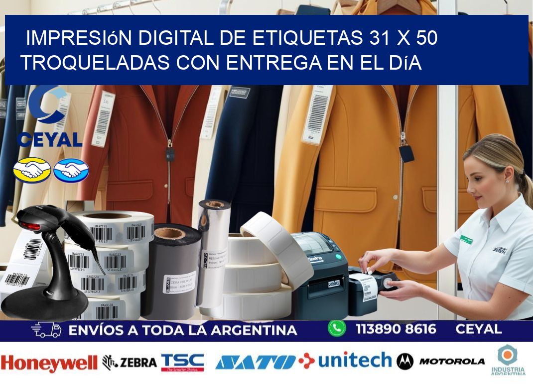Impresión digital de etiquetas 31 x 50 troqueladas con entrega en el día