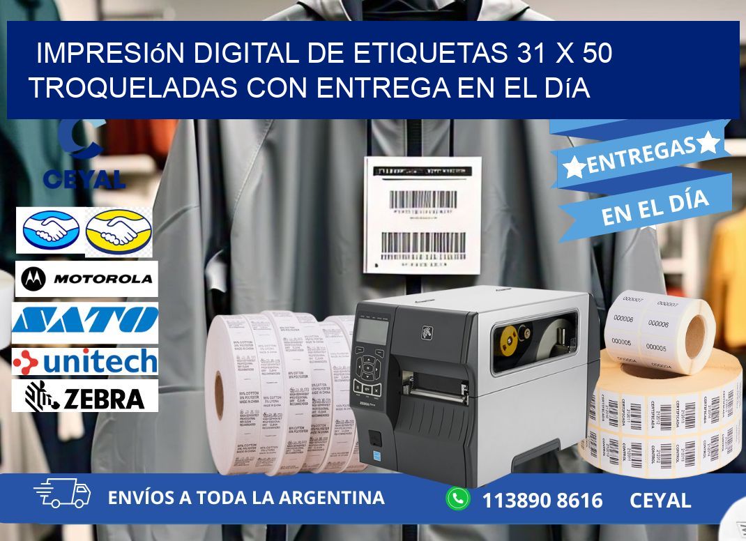 Impresión digital de etiquetas 31 x 50 troqueladas con entrega en el día