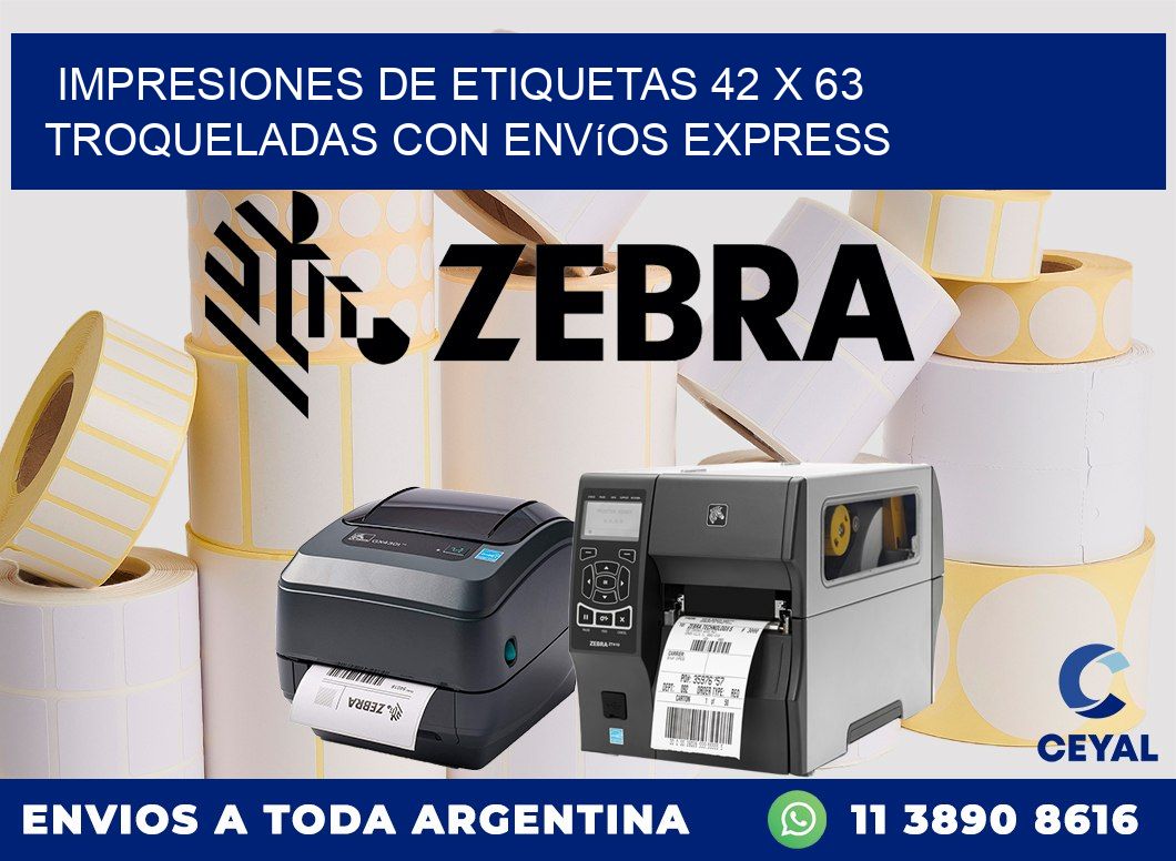 Impresiones de etiquetas 42 x 63 troqueladas con envíos express