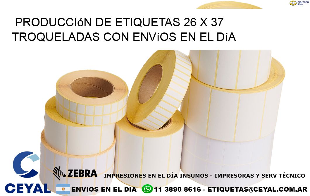 Producción de etiquetas 26 x 37 troqueladas con envíos en el día