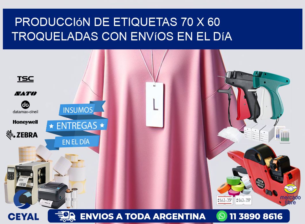 Producción de etiquetas 70 x 60 troqueladas con envíos en el día