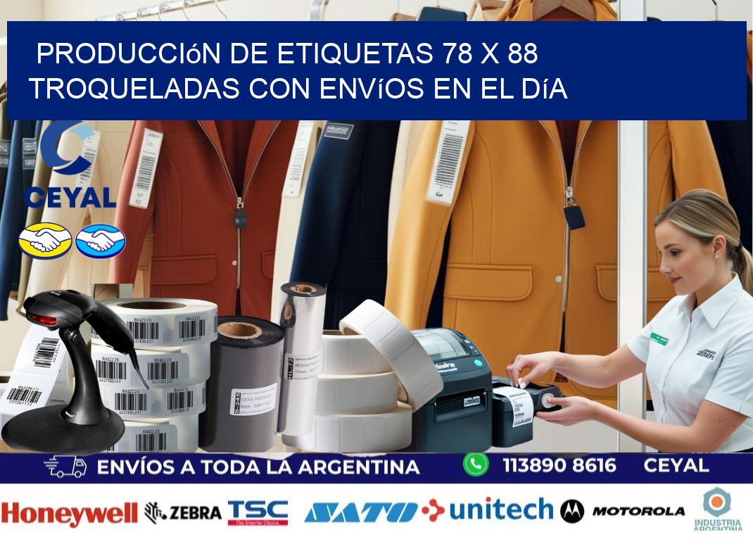 Producción de etiquetas 78 x 88 troqueladas con envíos en el día