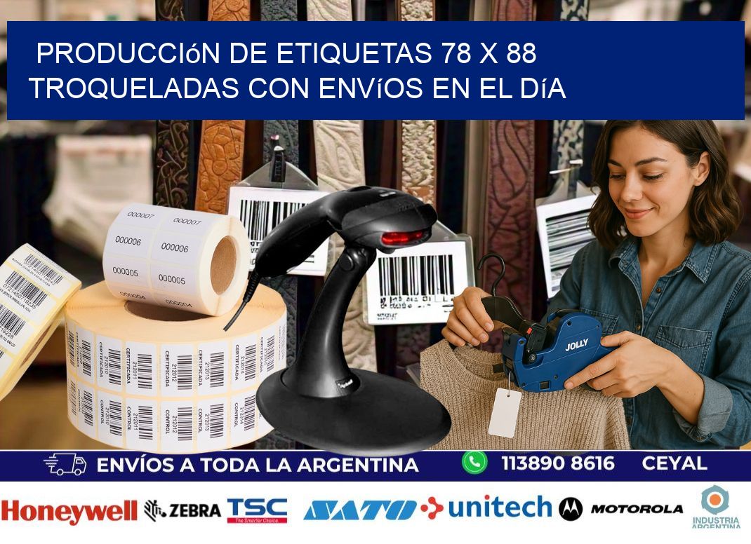 Producción de etiquetas 78 x 88 troqueladas con envíos en el día
