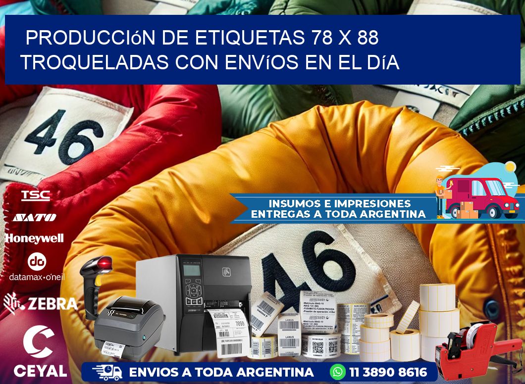 Producción de etiquetas 78 x 88 troqueladas con envíos en el día
