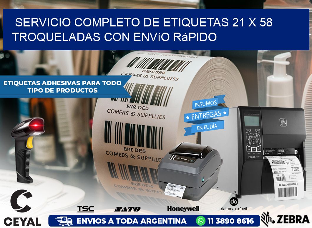 Servicio completo de etiquetas 21 x 58 troqueladas con envío rápido