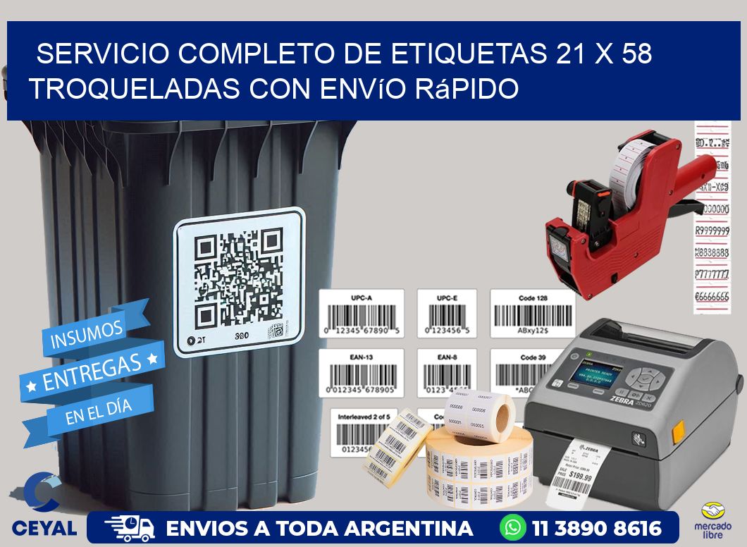 Servicio completo de etiquetas 21 x 58 troqueladas con envío rápido