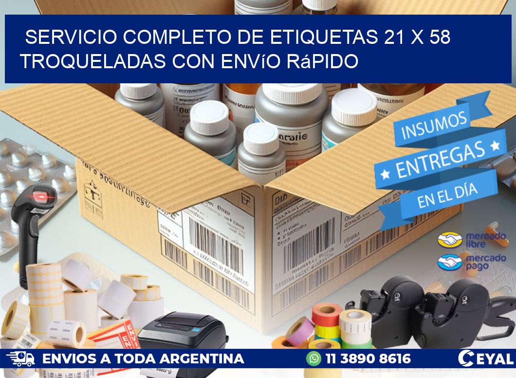 Servicio completo de etiquetas 21 x 58 troqueladas con envío rápido