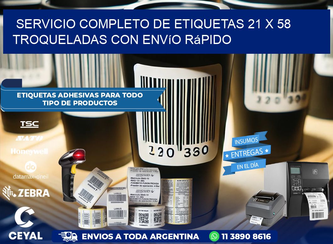 Servicio completo de etiquetas 21 x 58 troqueladas con envío rápido