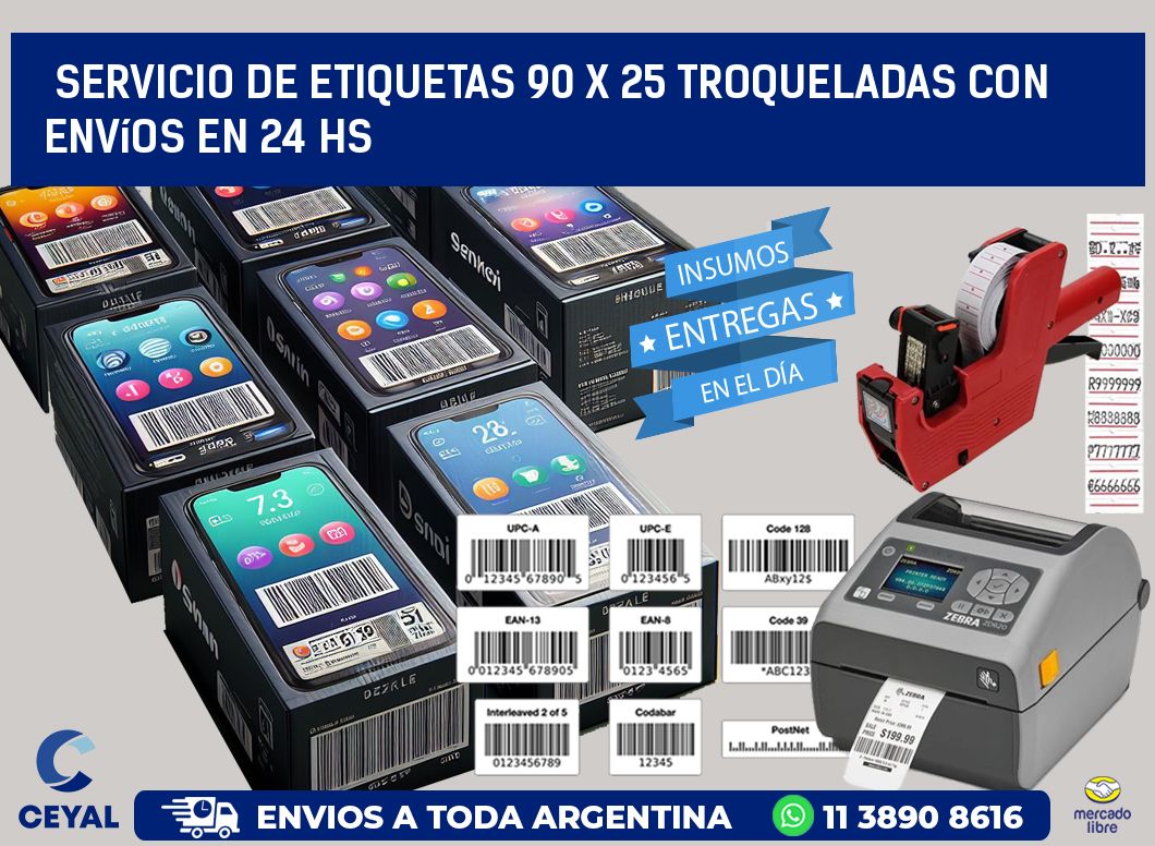 Servicio de etiquetas 90 x 25 troqueladas con envíos en 24 hs