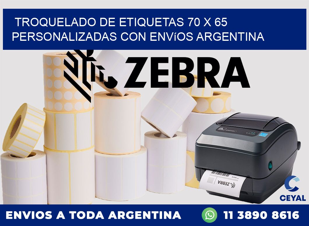 Troquelado de etiquetas 70 x 65 personalizadas con envíos Argentina