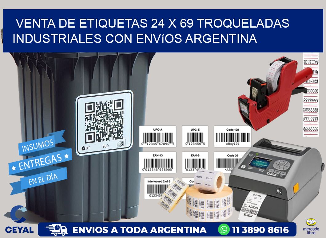 Venta de etiquetas 24 x 69 troqueladas industriales con envíos Argentina