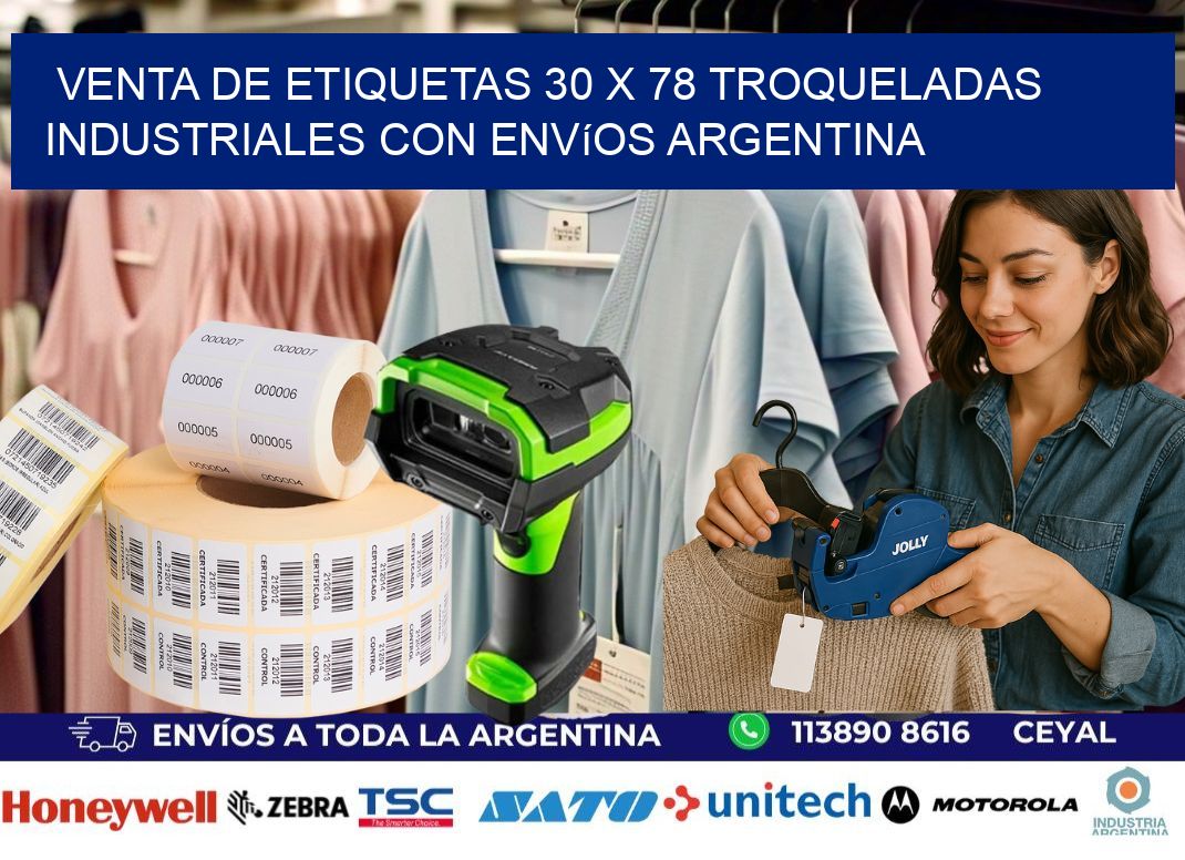 Venta de etiquetas 30 x 78 troqueladas industriales con envíos Argentina