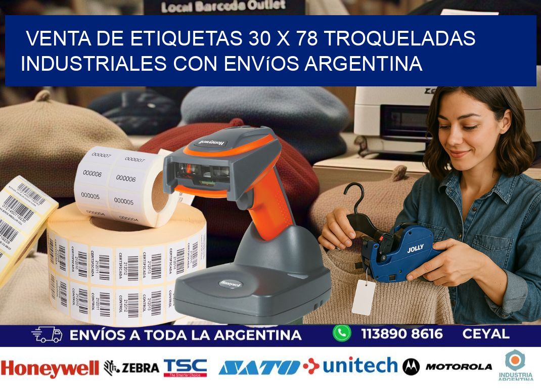 Venta de etiquetas 30 x 78 troqueladas industriales con envíos Argentina