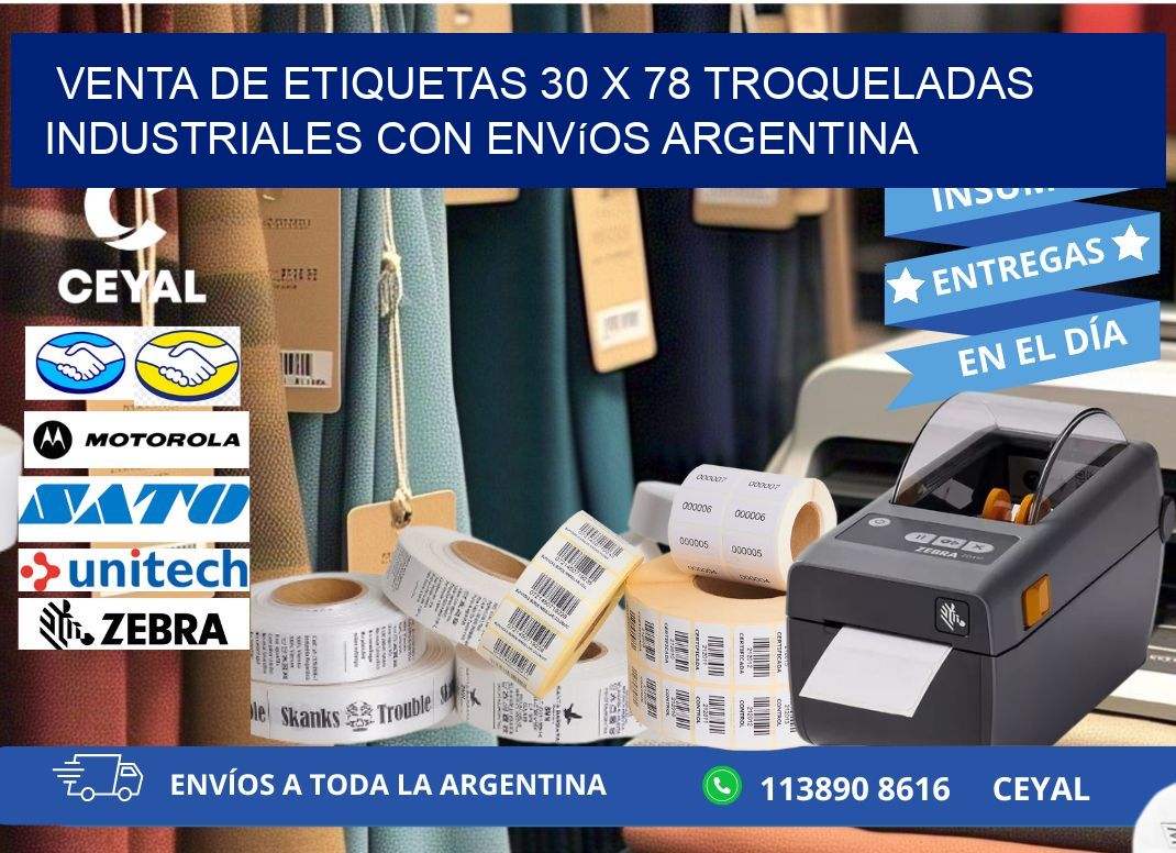 Venta de etiquetas 30 x 78 troqueladas industriales con envíos Argentina