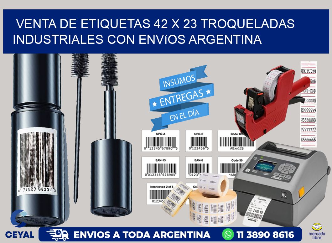 Venta de etiquetas 42 x 23 troqueladas industriales con envíos Argentina