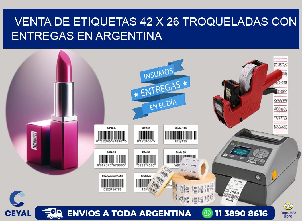 Venta de etiquetas 42 x 26 troqueladas con entregas en Argentina