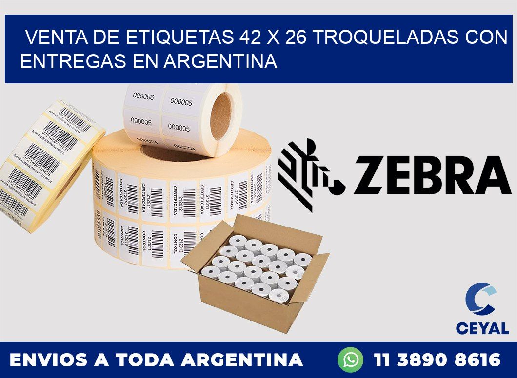Venta de etiquetas 42 x 26 troqueladas con entregas en Argentina