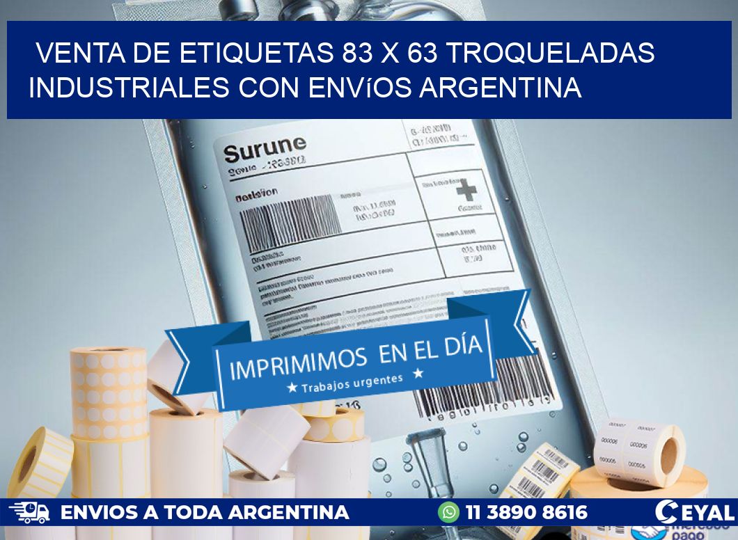 Venta de etiquetas 83 x 63 troqueladas industriales con envíos Argentina
