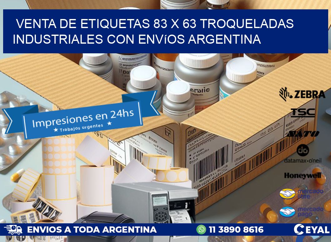 Venta de etiquetas 83 x 63 troqueladas industriales con envíos Argentina