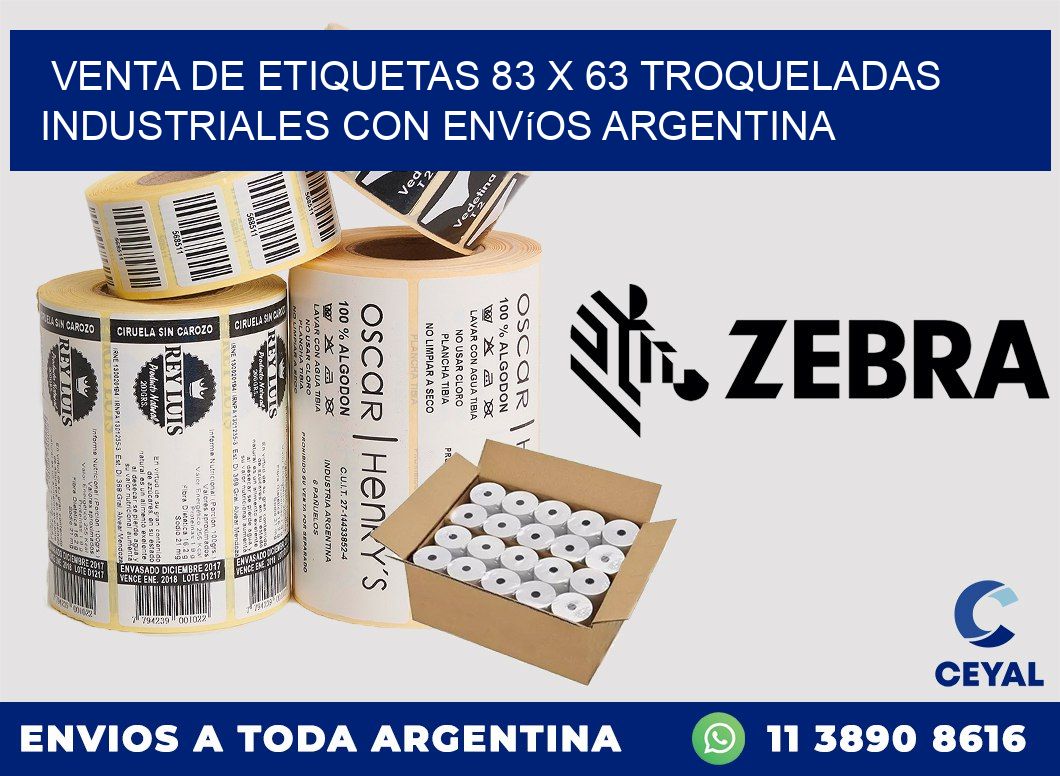 Venta de etiquetas 83 x 63 troqueladas industriales con envíos Argentina