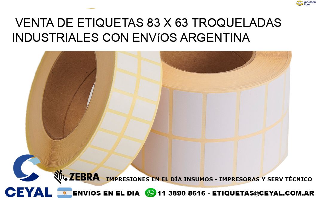 Venta de etiquetas 83 x 63 troqueladas industriales con envíos Argentina