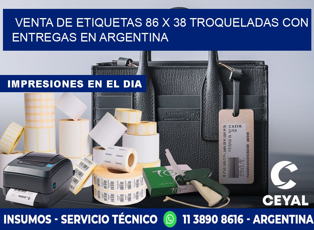 Venta de etiquetas 86 x 38 troqueladas con entregas en Argentina