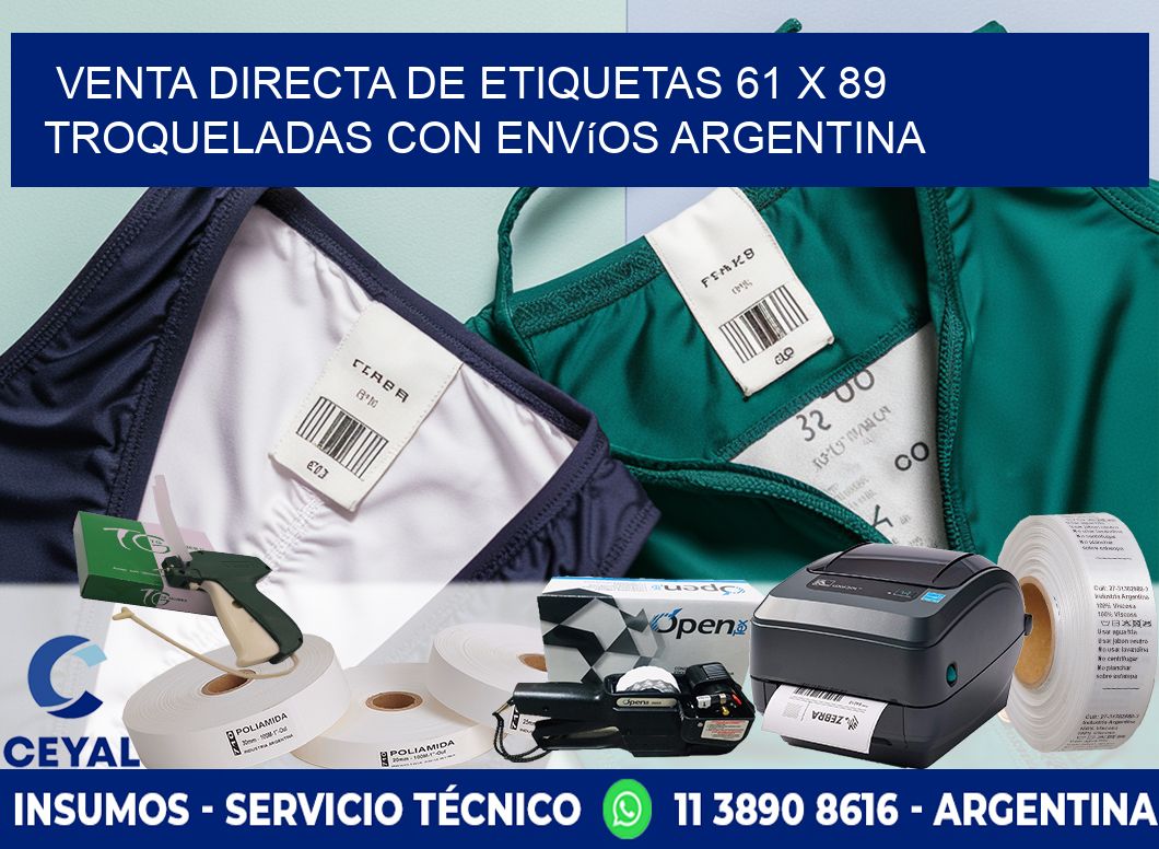 Venta directa de etiquetas 61 x 89 troqueladas con envíos Argentina
