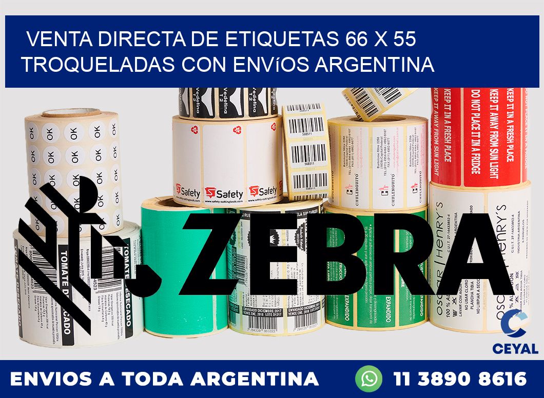 Venta directa de etiquetas 66 x 55 troqueladas con envíos Argentina