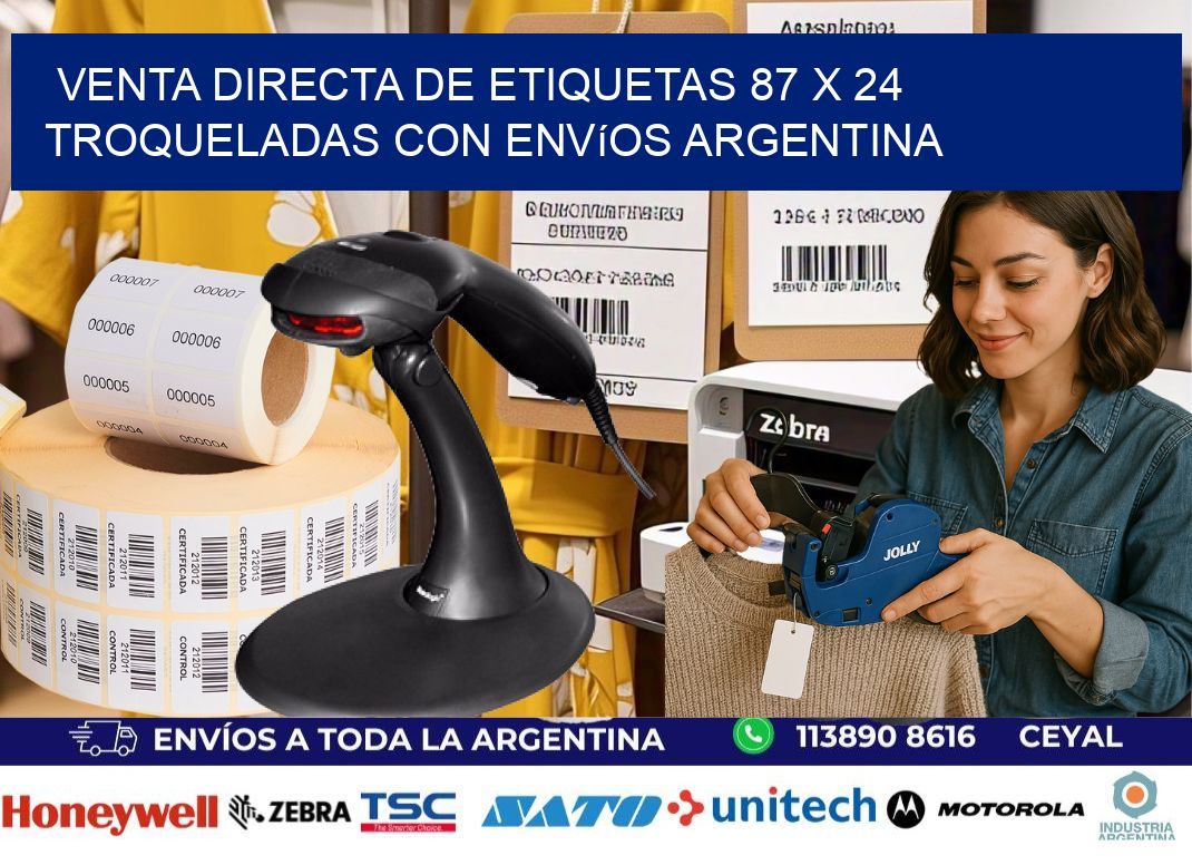 Venta directa de etiquetas 87 x 24 troqueladas con envíos Argentina