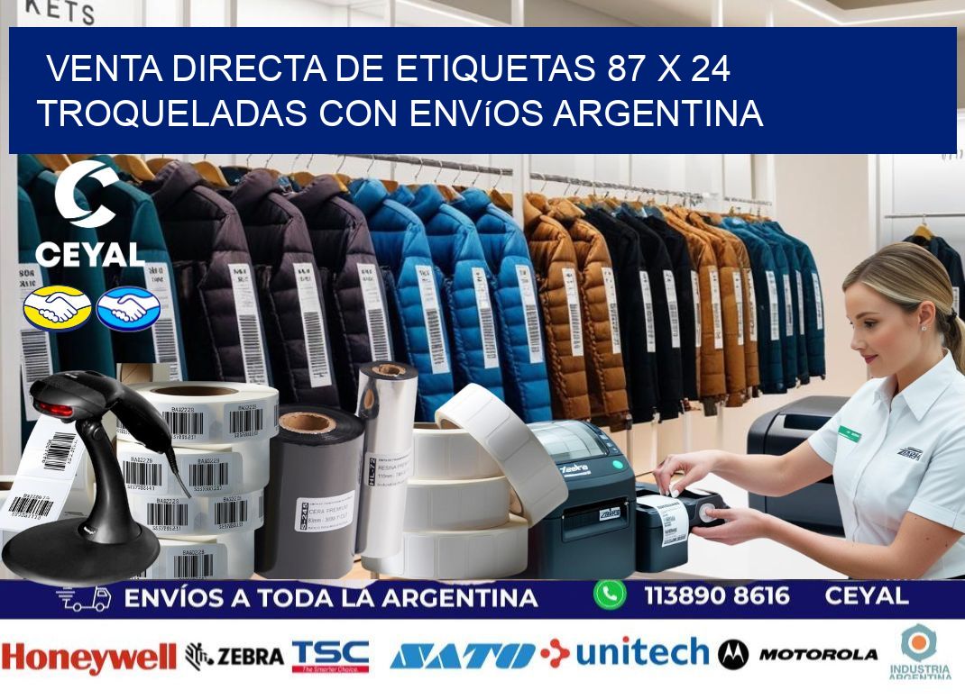 Venta directa de etiquetas 87 x 24 troqueladas con envíos Argentina