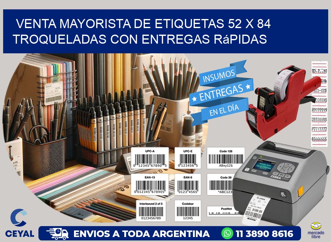 Venta mayorista de etiquetas 52 x 84 troqueladas con entregas rápidas