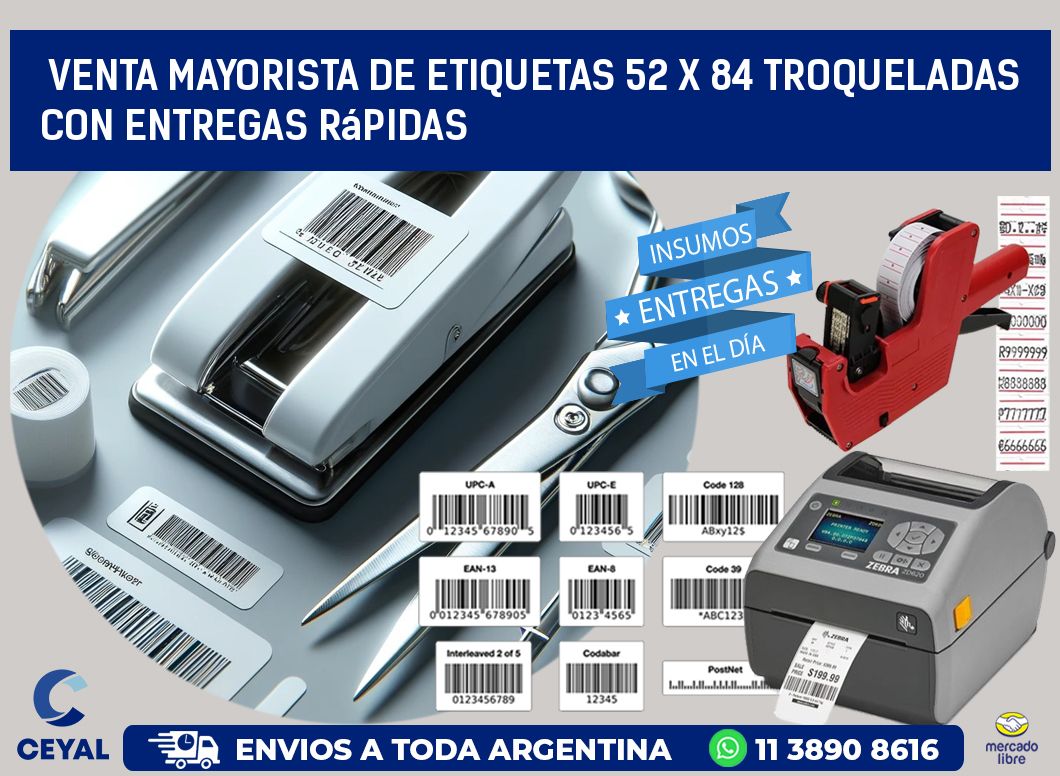 Venta mayorista de etiquetas 52 x 84 troqueladas con entregas rápidas