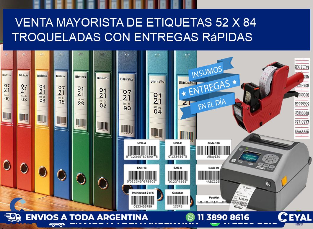 Venta mayorista de etiquetas 52 x 84 troqueladas con entregas rápidas