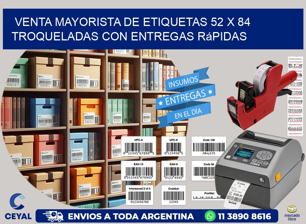 Venta mayorista de etiquetas 52 x 84 troqueladas con entregas rápidas