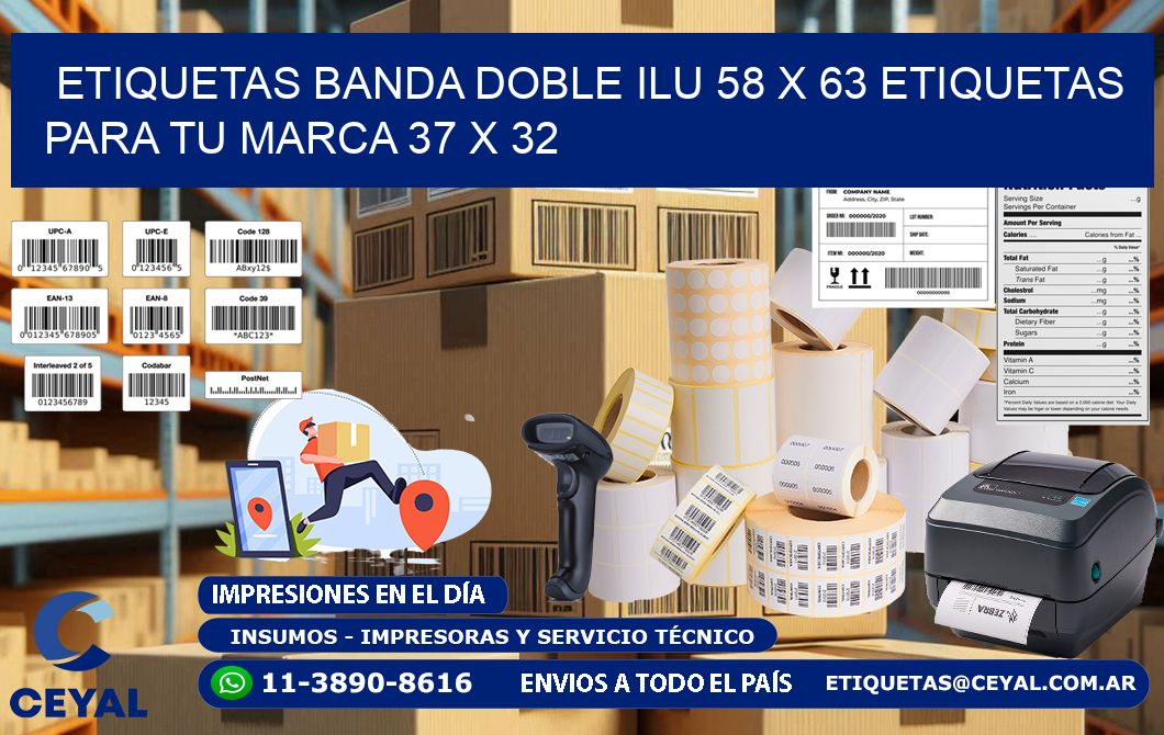 etiquetas banda doble ilu 58 x 63 etiquetas para tu marca 37 x 32