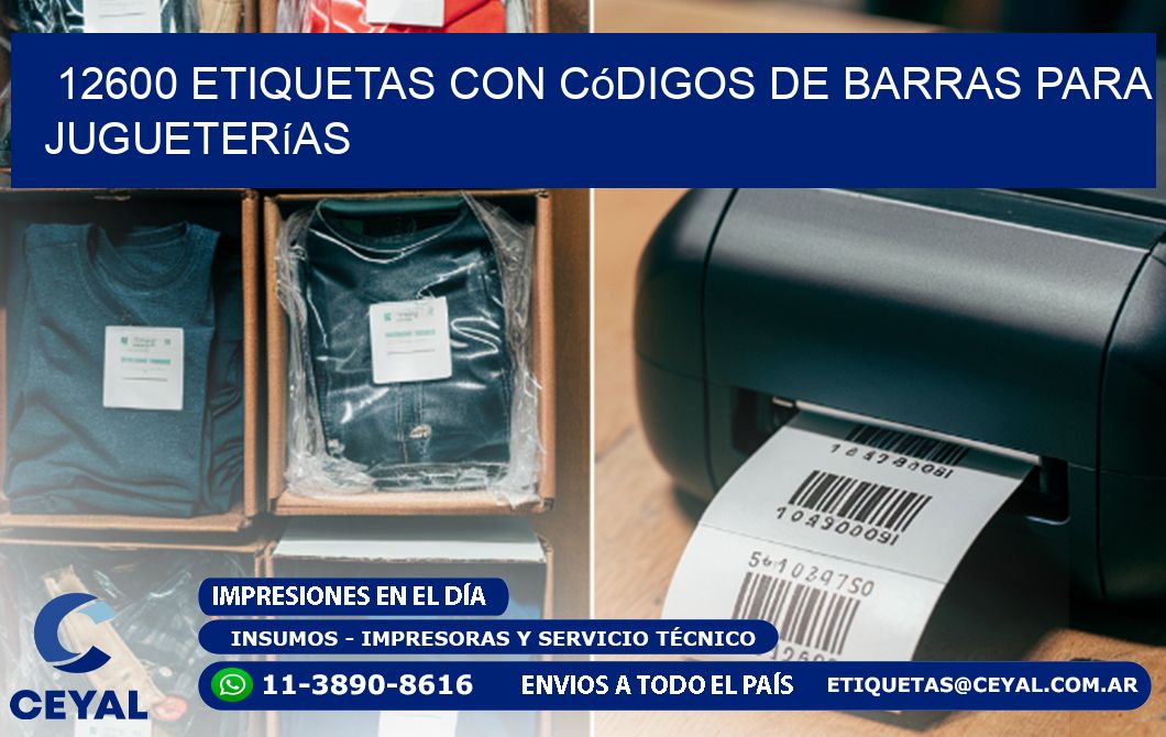 12600 etiquetas con códigos de barras para jugueterías