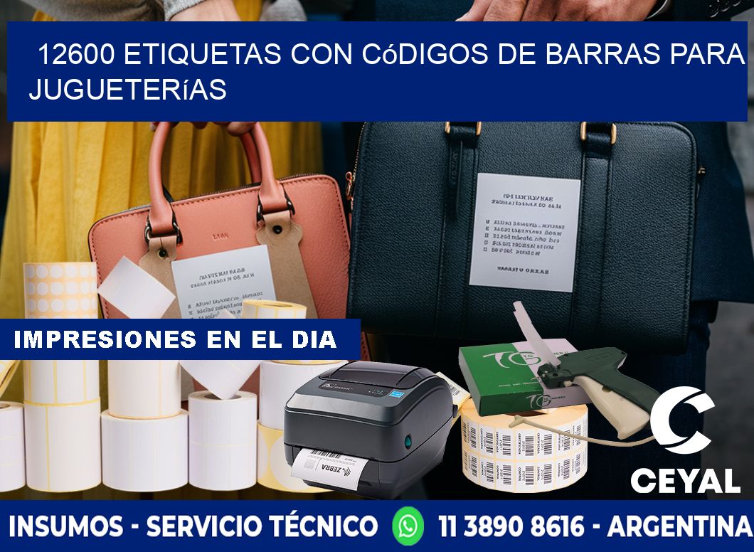 12600 etiquetas con códigos de barras para jugueterías