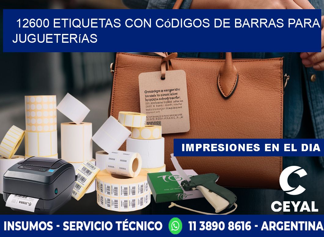 12600 etiquetas con códigos de barras para jugueterías