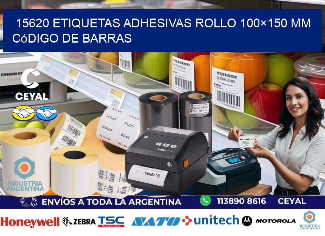 15620 etiquetas adhesivas rollo 100×150 mm código de barras